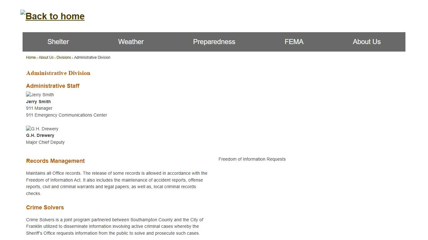 Administrative Division | Southampton County, VA CivicReady